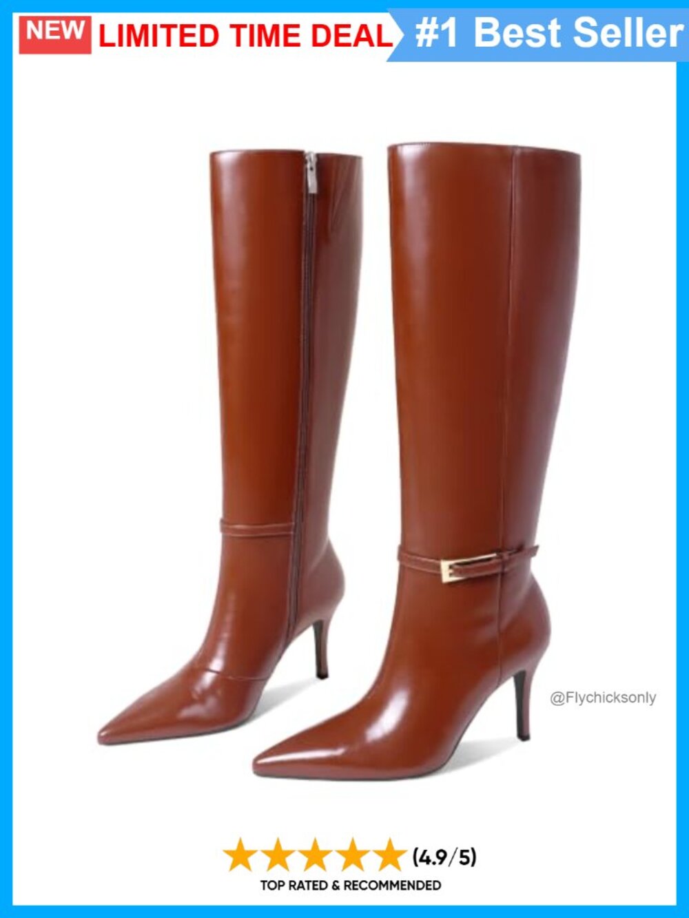 Faux Leather Knee High Heeled Boots Pointed Toe Women's Dress Boots